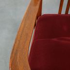 Set Van 4 Art Nouveau/ Jugendstil Design Schuitema Eetkamerstoelen Met Rode Stoffen Bekleding thumbnail 11