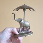 Vintage Messing / Koper Olifant Met Parasol / Paraplu thumbnail 3