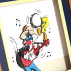 Vintage 3D  Papier Kunst Van Boy Sylvester En Tweety Ingelijst thumbnail 3
