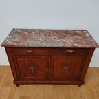 Vintage Antiek Dressoir Commode Ladekast Badkamermeubel Met Marmer Blad 702 thumbnail 2