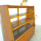 Fineer Toonbank, Winkel Vitrine Met Schuifdeuren, Vintage Vitrinekast thumbnail 13