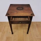 Antiek Frans Houten Bijzettafeltje Plantentafel Haltafeltje thumbnail 11