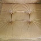 Leuke Set Zweedse Vintage Design Fauteuils Van G Möbel Cremé/ Beige Leer En Donker Hout thumbnail 9