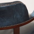 Geweldige Set Bestaande Uit Een Schrijftafel En Een Blauwe Rundleren Chesterfield Bureaustoel In thumbnail 27