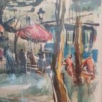 Marius Girard, Aquarel, Parisian Chic Gesigneerd. 1960. thumbnail 10