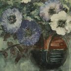 Vintage Bloemen Stilleven Amateur Schilderij Ingelijst Gesigneerd thumbnail 14