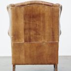 Sierlijke, Stijlvolle, Tijdloze En Comfortabele Oorfauteuil Gemaakt Van Rundleer In Engelse Stijl thumbnail 5