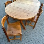 Vintage Eetkamerset – 6 Stoelen En Verstelbare Tafel thumbnail 2