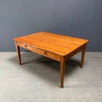 Antieke Pitch Pine Stoffen Tafel Met Twee Laden thumbnail 8