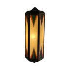 Art Deco / Amsterdam School - Stained Glass Wall Sconce - Bronze Frame - In The Style Of Tuschins thumbnail 3