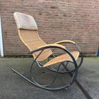 Vintage Chrome And Wicker Rocking Chair, 1970s thumbnail 6