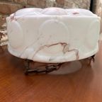 Art Deco Hanglamp, Vintage Albast Plafondlamp thumbnail 5