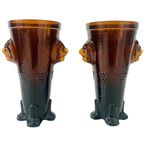 Mid-century Leeuwenvazen Set In Amber Oker Glas 1970’s thumbnail 2