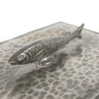 Unity Pewter - Art Deco - Caviar Dish - Glas - Tin - Gemerkt - Engeland - 2E Helft 20E Eeuw thumbnail 8