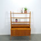 Teak Fineer Kast Uit Zweden Met Lades, Legplank En Uitschuifbare Plank thumbnail 7