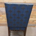 Robuuste Kasteel Armstoel Eiken Met Blauwe Stof thumbnail 9