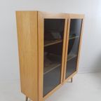 Vintage Deense Vitrinekast Eiken Fineer Rookglas thumbnail 8