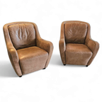 2 X Natuzzi Lounge Chairs / Leather / 1980s thumbnail 8