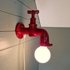 Wandlamp Met Kraan In Rood Keramiek, Jaren 70 thumbnail 3