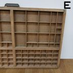 Brocante, Bruine Antieke Houten Letterbak, Wanddecoratie E thumbnail 9
