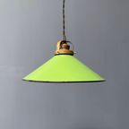 Groen Emaille Hanglamp Met Messing Armatuur thumbnail 10