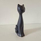 Vintage Kat Beeld Zwarte Kat Poes Beeldje thumbnail 2