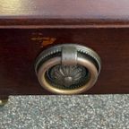Mid-Century Feder Style Mahogany Drop Leaf Trestle Table thumbnail 12