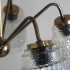 Vintage Plafondlamp, Kroonluchter - Jaren '60, Messing, Glas thumbnail 3