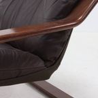 Scandinavian Bent Wood And Leather Lounge Chair 1960S thumbnail 9