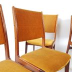 6 Deense Stoelen Palissander Hout En Okergele Velourse Stof thumbnail 10