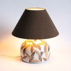 Studio Ceramic Table Lamp With Leaves, France 1960S thumbnail 16