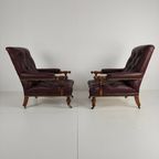 Paar Antieke Bibliotheekstoelen - Originele William Morris & Co Edinburgh Gestempelde Fauteuils thumbnail 7