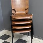 Set Of 4 Wilkhahn Wood Chairs 1960S Stackable thumbnail 4