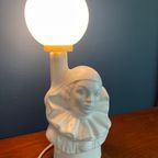 Witte Jaren 70- 80 Keramische Lamp, Pierrot - Jaren 80 Bollamp. Keramiek Art Eighties Tafellamp thumbnail 4
