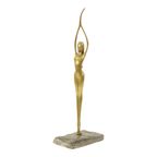 Abstract Beeld Naakte Vrouw Ballerina Art Deco Stijl Messing 51cm thumbnail 12