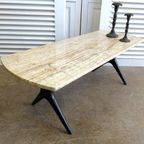Prachtige Retro Vintage Midcentury Travertin Salontafel thumbnail 1