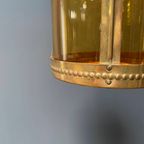 Messing Lantaarn Hanglamp Met Geel Glas thumbnail 14