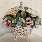 Bassano Ceramics Basket With Flowers, Italy 1950s thumbnail 5