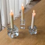 Set Of 3 Mismatched Heavy Glass Candle Holders thumbnail 7