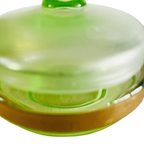 Art Deco Stijl Poederdoos Mat Groen Glas Jaren 50 thumbnail 4