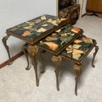 Vintage Nesting Tables / Mimiset Met Onyx Bladen Regency Stijl thumbnail 9