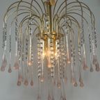 Xl Vintage Roze Murano Kroonluchter Hanglamp Kristallen Pegels thumbnail 7