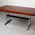 Minimalist Dining Table In Indian Rosewood And Chrome thumbnail 2