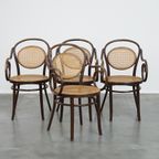 Zeer Elegante, Karaktervolle En Sierlijke Set Van 4 Art Nouveau Thonet Design Bistro Stoelen thumbnail 2