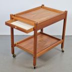 Vintage Erik Gustafsson Bar Cart Pine Wood Zweden 60 Barcart thumbnail 3