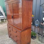 Antieke Engels Kabinet Mahonie Afm. 121X58Cm En 195Cm Hoog. thumbnail 3