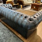 Gave Engelse Chesterfield 3 Zits Bank Jeans Blauw Buttonseat thumbnail 6