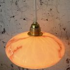 Vintage Art-Deco Hanglamp Gemarmerd Glas Messing thumbnail 7