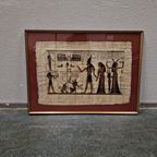 Vintage Ingelijste Papyrus Tekening Egypte Schilderij thumbnail 5