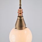 Vintage Art Deco Bol Hanglamp Schoollamp Copper Glas ‘20 thumbnail 9